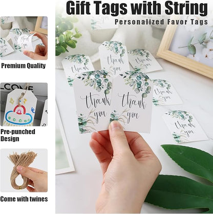 SallyFashion 75PCS Thank You Gift Tags 2x3 inch Kraft Paper Tags with String Attached for Wedding Birthdays Party Gift Baby Shower Bridal Shower