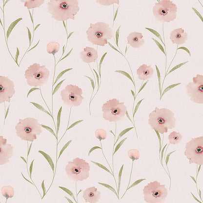 393.7"x17.3" Floral Peel and Stick Wallpaper Pink Wallpaper Stick and Peel for Bedroom Decorative Wall Paper
