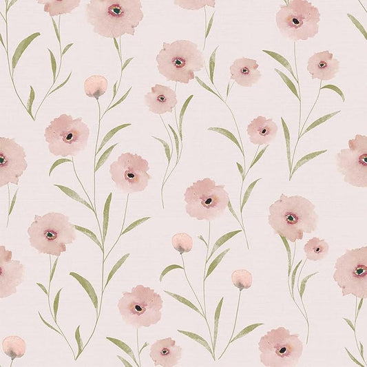 393.7"x17.3" Floral Peel and Stick Wallpaper Pink Wallpaper Stick and Peel for Bedroom Decorative Wall Paper