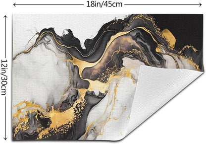 Placemats Set of 4 PVC Woven Place Mats Heat Resistant Easy to Clean for Indoor Outdoor Party Kitchen Dining Table Decoration 12"x18",Marble Pattern