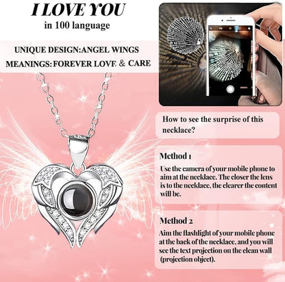 Preserved Real Rose with I love you Necklace 100 Languages, Gifts for Girlfriend, Women, Mom, Wife, Gifts Idea on Christmas, Valentine's Day, Mother's Day, Birthday, Anniversary, Thanksgiving