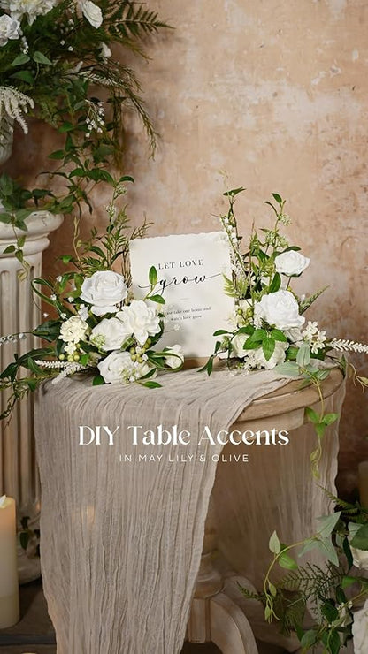 Ling’s Moment Artificial Flowers 25Pcs Glowing White Roses Decor w/Stems,3" Real Touch DIY Foam Floral for Wedding Bouquet/Centerpieces, Outdoors Party Backdrop, Room/Table, and Garden/Pot Decorations