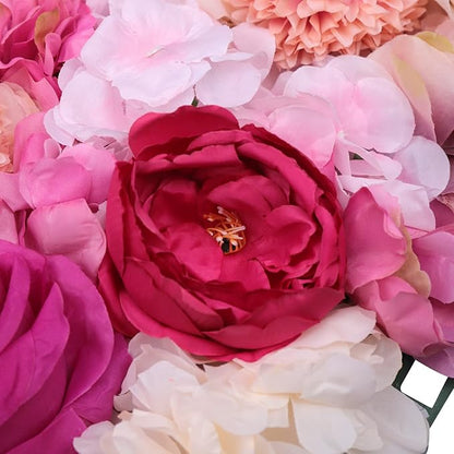 6 Pcs Flower Wall Panels, 23.6"x15.7" Artificial Flower Wall Backdrop Fuchsia Floral Panel with 3D Rose, Dahlia, Peony, Chrysanthemum for Wedding Party Nursery Home Decor