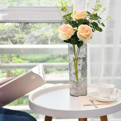 Vase Plastic Vase Elegant Cylinder Flower Vase Shatterproof Decorative Centerpiece for Home Table Office Weddings Events (11.8 x 3.9 in)