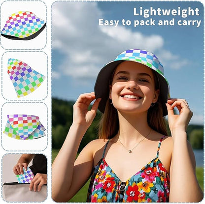 Bucket Hat for Women Men Unisex Sun Cap Packable Outdoor Fisherman Hat Headwear,Reversible Double-Side-Wear