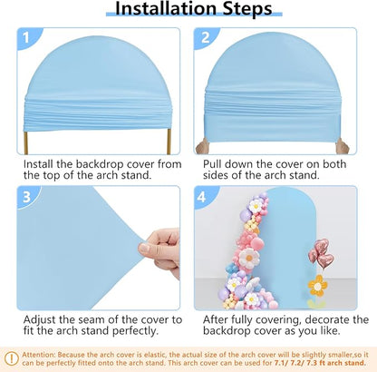 HEMMOTOP 7.2 ft Blue Arch Backdrop Cover (No Arch Stand), Spandex Arch Covers Stretchy Backdrop for Balloon, Wedding, Birthday Party, Baby Shower, Banquet Arch Decoratio