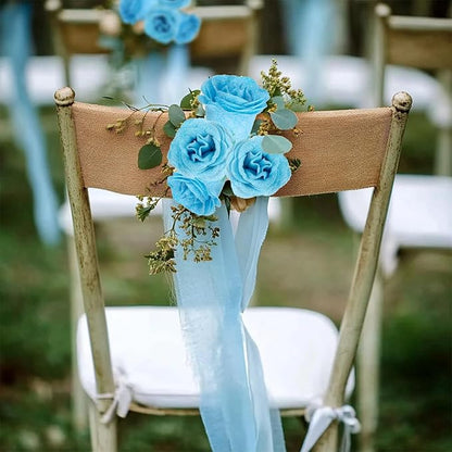 Light Blue Roses Artificial Flowers,30PCS Fake Glitter Roses with Stem for Wedding Bouquet Party Christmas Home Decor(Light Blue)