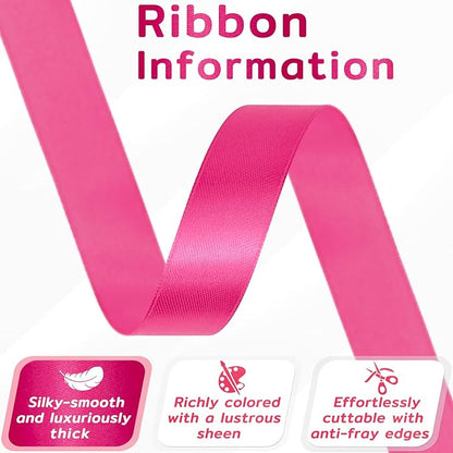 60 Yards Hot Pink Satin Ribbon 3/4 Inch, Polyester Fabric Ribbon for Gift Wrapping, Crafts, Flower Bouquet, Wedding, Baby Shower, Festival, Christmas, Halloween
