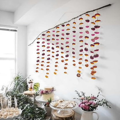 Dried Flowers Garland Real Daisy Sunflower Garlands 6.6ft Natural Dried Daisy Flowers Heads Gerbera Daisies Dry Flower Arrangements for Wedding Boho Decor Home Party Wall Hanging Decoration