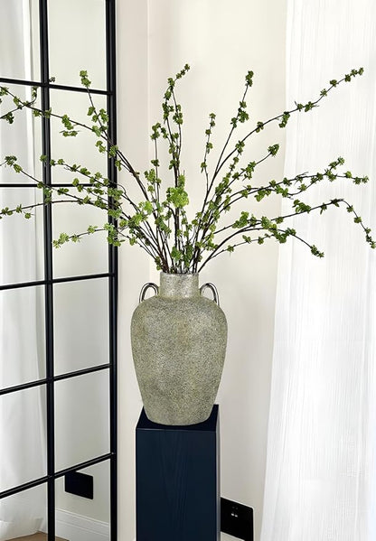 Large Ceramic Vase, 11.2" Tall Rustic Farmhouse Vase, Vintage Flower Vase with 2 Ears, Electroplated Terracotta Floral Vases for Home, Living Room, Shelf, Mantel, Entryway, Wedding, Table Centerpiece