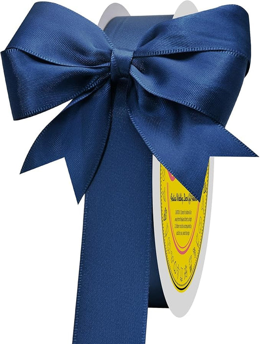 Navy Blue Satin Ribbon 1 inch X 50 Yards Polyester Ribbon for Gift Wrapping Very Suitable for Weddings Party Hair Bow Invitation Decorations and More