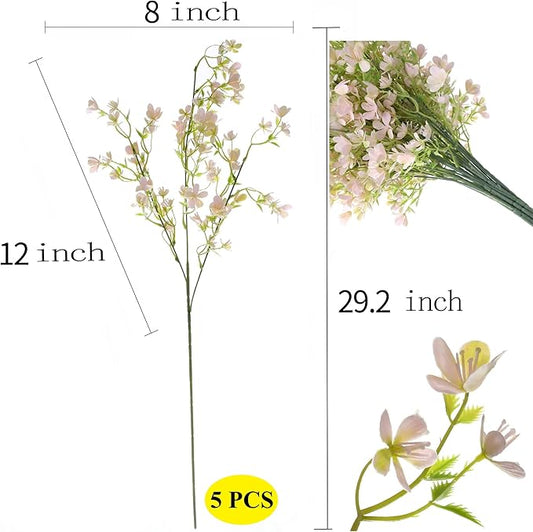 Grand Verde 29” Blush-Pink Plastic Flowers Artificial Bouquet Faux Greenery Long Stems for Tall Vase, DIY Crafts Home Decoration, Bulk 5pcs