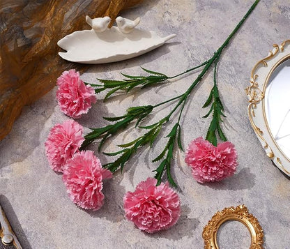 IPOPU Pink Carnations Artificial Flowers 6PCS 30 Heads Silk Carnations 27.56in Artificial Flowers with Stems for Wedding Home Table Centerpieces Floral Arrangements(Pink)
