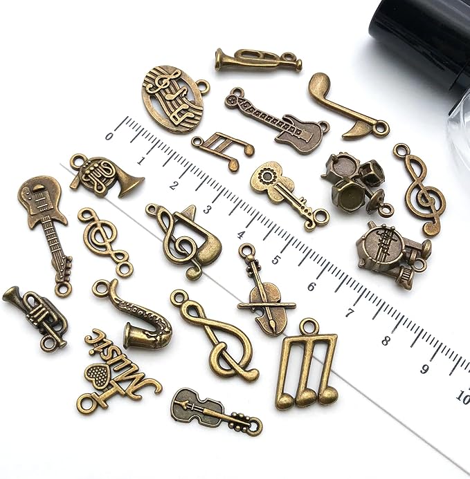 WOCRAFT 60pcs Antique Bronze Music Bracelet Charms for Jewelry Making Sets DIY Necklace Bracelet Keychain Crafting Charms Kit Craft Supplies (SN895)