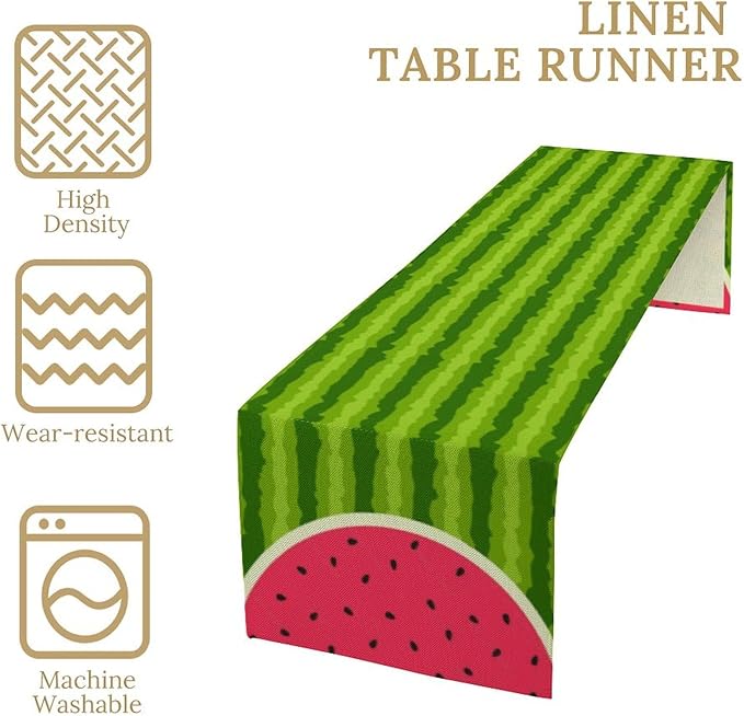 Watermelon Table Runner,Summer Fruit Tropical Birthday Party Decoration Dining Room Home Kitchen Table Decor 13 x 120Inches