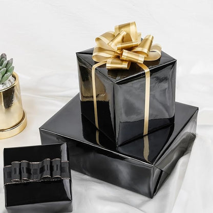NESCCI Black Metallic Wrapping Paper, Solid Color Paper,Gift Wrapping Paper,Perfect for Wedding,Valentine's Day,Birthday, Christmas,Baby Shower,DIY Bouquet (17.5 Inches X 32.8 Feet)