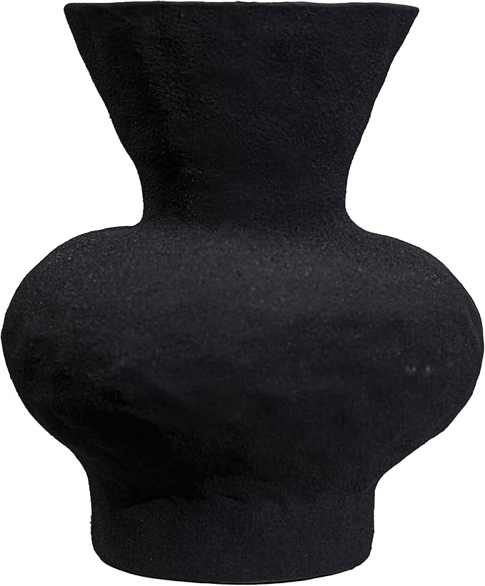 Rustic Ceramic Vase Vintage Farmhouse Style Decor, Frosted Texture Pottery for Home Decor, Modern Living Room, Office Desk Table Centerpiece(Black) 5.5IN