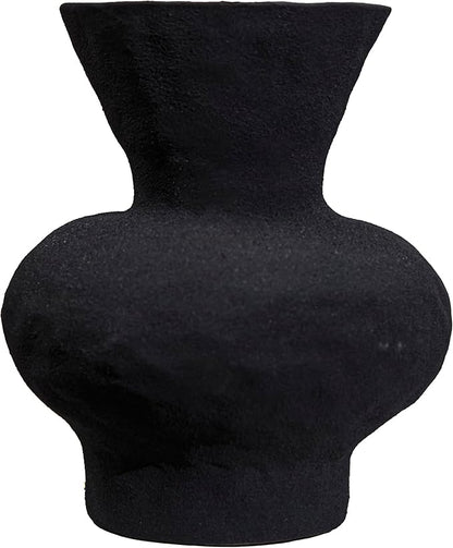 Rustic Ceramic Vase Vintage Farmhouse Style Decor, Frosted Texture Pottery for Home Decor, Modern Living Room, Office Desk Table Centerpiece(Black) 5.5IN