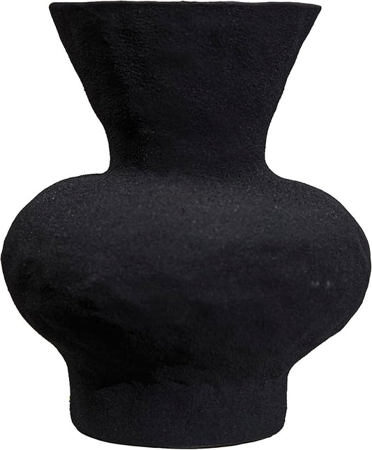 Rustic Ceramic Vase Vintage Farmhouse Style Decor, Frosted Texture Pottery for Home Decor, Modern Living Room, Office Desk Table Centerpiece(Black) 5.5IN