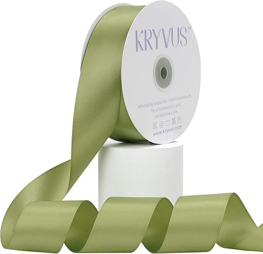 Moss Green Satin Ribbon, Double Faced 1-1/2 Inch X 50 Yards Moss Green Ribbon, Premium Satin Ribbon for Gift Wrapping, Crafts, Hair Bow Making, Sewing, Flower Bouquet, Wedding Party Decor