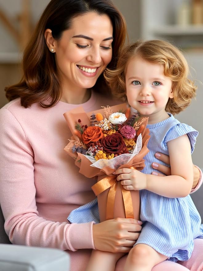 ZMRU Fall Preserved Flower Bouquet, Flowers for Delivery Prime, Mothers Day Gifts, Flowers Fresh Bouquet,Birthday for Women, Mom,Grandma Valentine's Gift, Anniversary Decor,Graduation Surprise