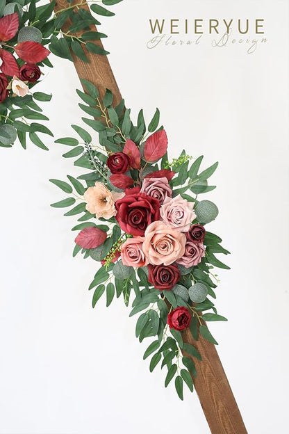 Artificial Wedding Arch Flowers Kit(Pack of 2) for Wedding Arch, Bridal Shower, Ceremony and Reception Backdrop Decoration (Cream red)