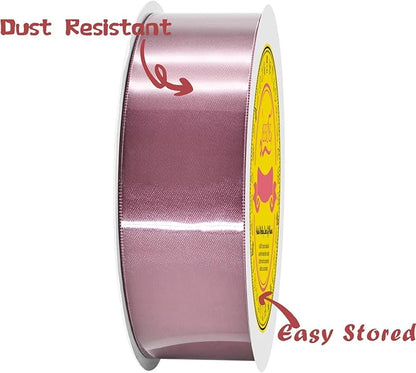Double Face Rose Mauve Satin Ribbon 1-1/2 inch X 50 Yards Polyester Rose Mauve Ribbon for Gift Wrapping Very Suitable for Weddings Party Hair Bow Invitation Decorations and More