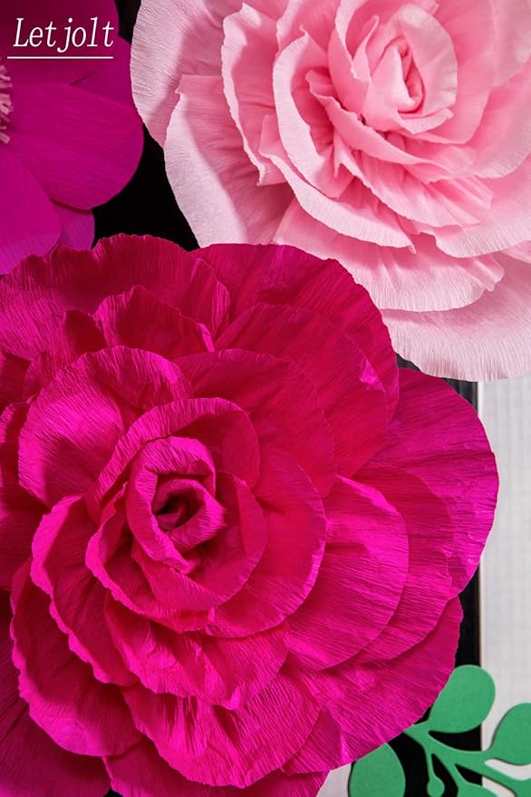 Letjolt Giant Paper Flowers Decoration for Wall 3D Artificial Flowers Wedding Backdrop Handcrafted Rose for Baby Shower Bridal Shower Nursery Wall