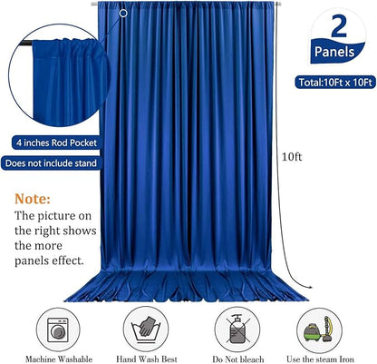 10 x 10 Feet Royal Blue Backdrop Curtain for Partie, Background Curtains for Photoshoot, Birthday, Wedding, Halloween, Thanksgiving, Christmas, New Year Party Decorations 5Ft x 10Ft, 2 Panels