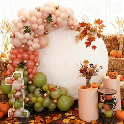 Fall Balloon Garland Arch Kit, Burnt Orange Green Sand Ivory White Metallic Champagne Gold Balloons Garland kit for Thanksgiving Autumn Fall Birthday Baby Shower Party Decorations