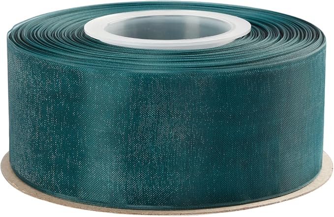 1-1/2 Inch Teal Shimmer Sheer Organza Ribbon Sheer Chiffon Ribbon 50 Yards-Roll Multiple Colors Available for Gift Wrapping Wedding Events Christmas Décor