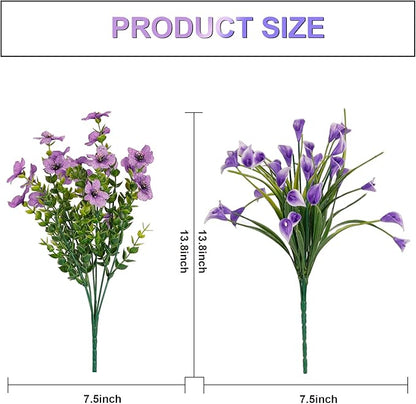 12 Bundles Artificial Flowers for Outdoor,UV Resistan Calla Lily&Daisy Fake Flowers,Realistic Plastic Faux Plants for Spring Decor,Porch,Patio,Garden,Window Box (Mixed)