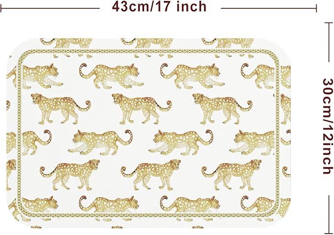 patdrea Animal Print Rectangular PVC Placemats, Pack of 6, Waterproof Insulation, Soft and Durable, Suitable for Dining Table, Kitchen and Coffee Table Decoration,12"*17"