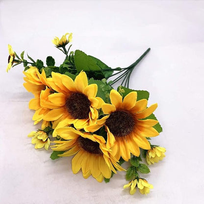 PASYOU Artificial Sunflower Plastic Fake Flowers Sunflowers for Indoor Outdoor Wedding Bridal Bouquet Home Garden Party DIY Wreath Table Arrangement Decoration Pot Planter Filler 4 pcs