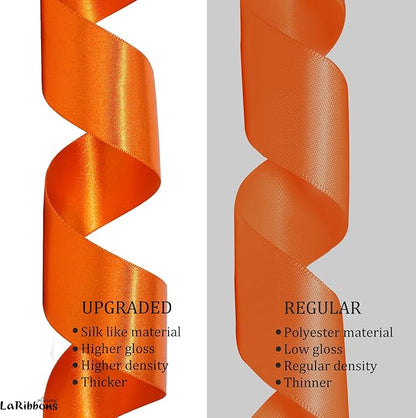 LaRibbons Orange Ribbon 1 1/2 Inch 25 Yards Luxury Double Faced Russet Orange Silk Ribbon for Flower Bouquet Crafts Gift Wrapping Wedding Party Decoration