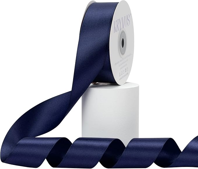 Navy Blue Satin Ribbon, Double Faced 1-1/2 Inch X 25 Yards Navy Blue Ribbon, Premium Satin Ribbon for Gift Wrapping, Crafts, Hair Bow Making, Sewing, Flower Bouquet, Wedding Party Decor