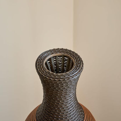 Large Hand-Woven Bamboo Floor Vase, Tall Home Decor Floor Vase for Fake Flower Dried, PVC Decorative Flower Holder for Living Room, Bedroom, Dining Room, Entryway, Hallway