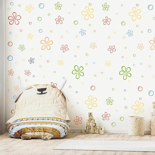 245 PCS Flowers Bubbles Wall Decals Under The Sea Wall Sticker - Ocean Decor, Bathroom Stickers, Kids Wall Decals, Easy Peel and Stick, Removable, Waterproof, Anti-Fading