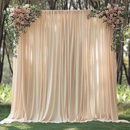 30x10ft Wrinkle Free Backdrop Curtain for Parties Soft Fabric Drapes Wedding Cream Curtain Backdrop for Birthday Party Decorations Background for Photography 5x10ft,6 Panels