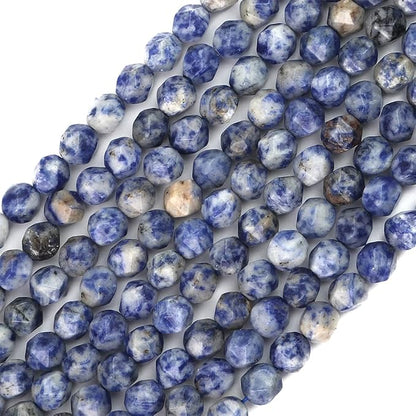 Faceted Natural Blue Sodalite Stone Round Beads 10mm 36cm/Strand for Jewelry Making
