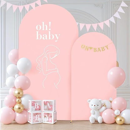 Dusty Rose Arch Backdrop Covers - 7.2FT, 6FT Spandex Fitted Wedding Arch Stand Covers Round Top Chiara Stretchy Arch Backdrop Cover for Wedding Birthday Party Decoration