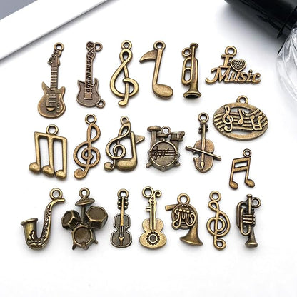 WOCRAFT 60pcs Antique Bronze Music Bracelet Charms for Jewelry Making Sets DIY Necklace Bracelet Keychain Crafting Charms Kit Craft Supplies (SN895)