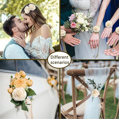 Artificial Roses Flowers 50pcs Real Looking Foam Fake Roses with Stems for DIY Wedding Bouquets Bridal Shower Centerpieces Party Decorations (50, Champagne)