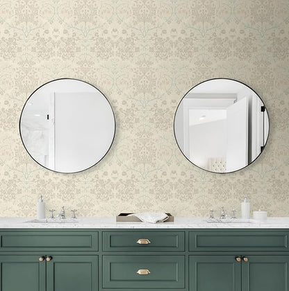 NextWall Seabrook Designs Victorian Garden Floral Vintage Prepasted Wallpaper (Lunar Rock & Clay)