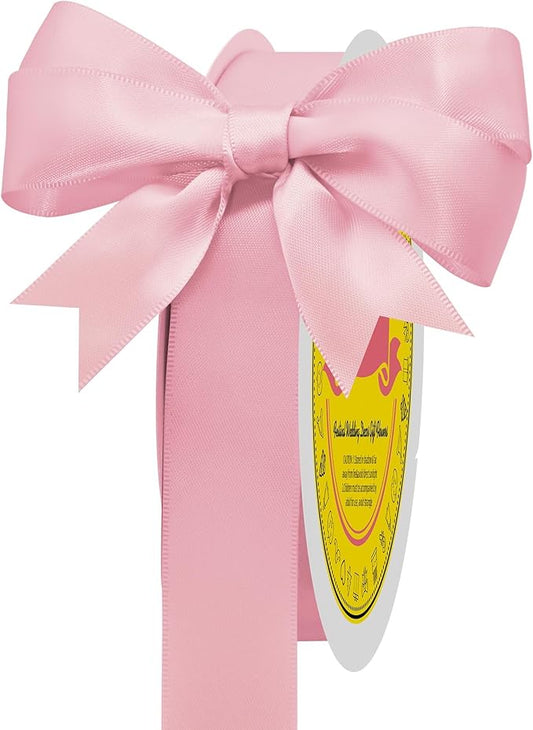 Pearl Pink Double Face Satin Ribbon 1 inch X 50 Yards Spool Bright Colors Very Suitable for Weddings Gift Package Wrapping Dancer Wand Sewing Party Hair Bow Invitation Decorations and More