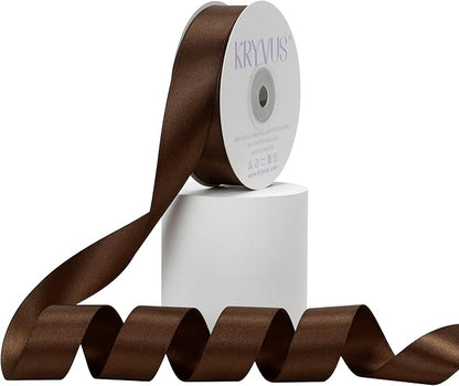 Brown Satin Ribbon, Double Faced 1 Inch X 25 Yards Brown Ribbon, Premium Satin Ribbon for Gift Wrapping, Crafts, Hair Bow Making, Sewing, Flower Bouquet, Wedding Party Decor