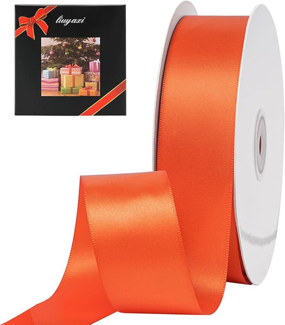 LIUYAXI Torrid Orange Stain Ribbon, 1-1/2" X Continuous 50 Yards, Double Faced Fabric Ribbon Perfect for Gift Wrapping Wedding Birthday Party Chair Sash Christmas Hair Floral Craft Sewing