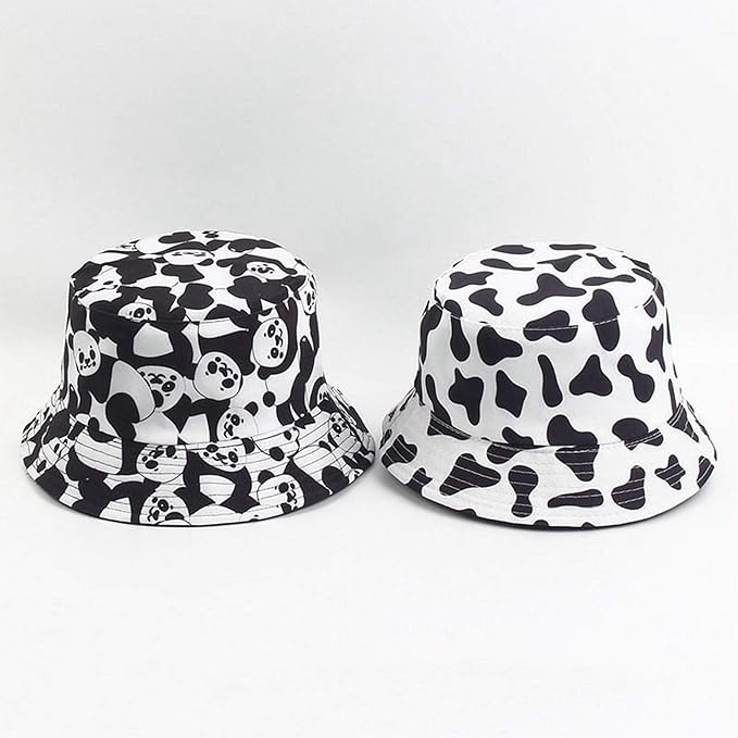 Mashiaoyi Unisex Print Double-Side-Wear Reversible Bucket Hat