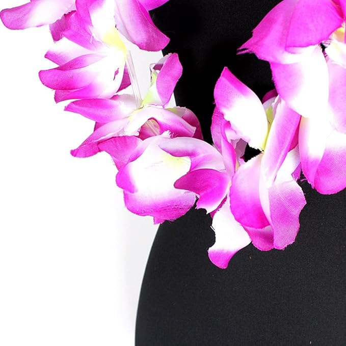 ALIMITOPIA Hawaiian Hula Leis Dance Wreath Garland Artificial Flowers Fabric Neck Loop for Luau Party Costumes (Purple;4pcs)
