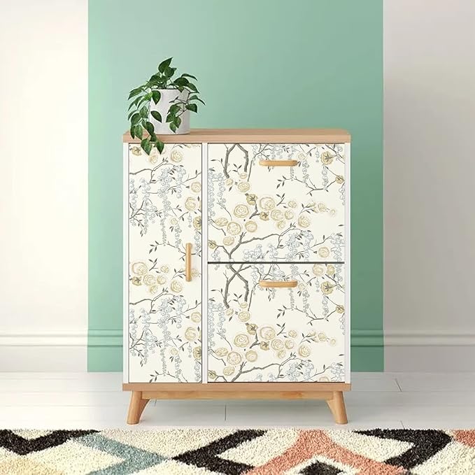 Orainege Peel and Stick Wallpaper Vintage Floral Contact Paper 17.7in ×118.1in Beige Floral Wallpaper Peel and Stick Removable Wall Paper for Bathroom Waterproof